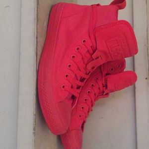 Converse high top all red shoe